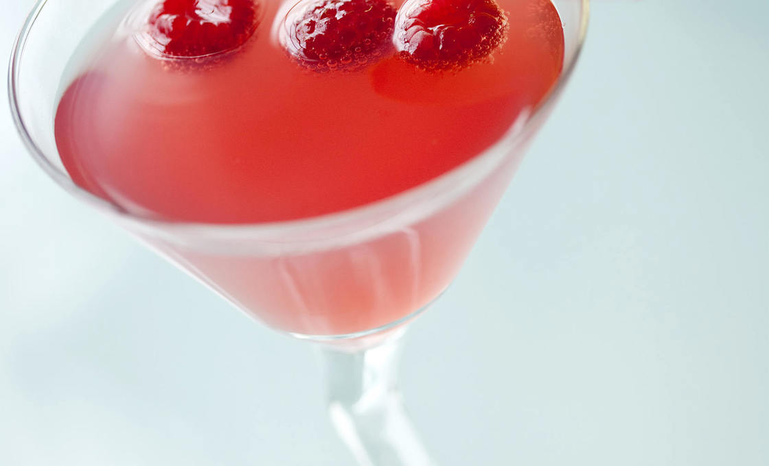 Close up of a Raspberry & Grapefruit Martini