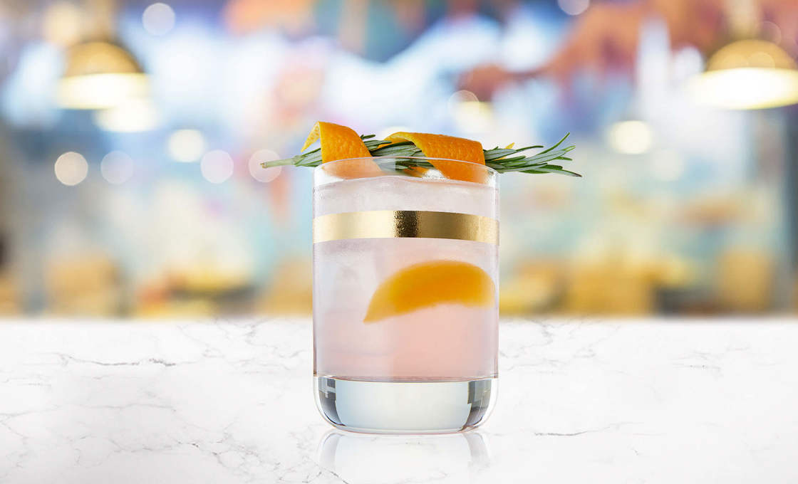 Glass of Grapefruit paradise on a marble surface
