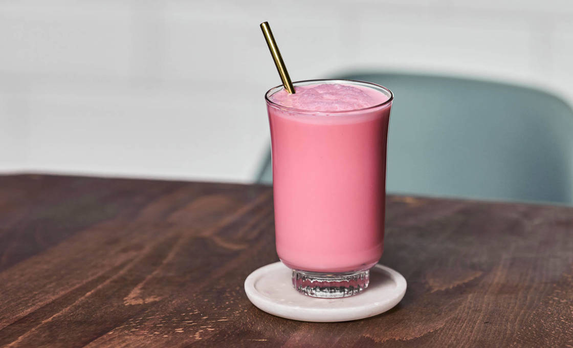 A glass of Raspberry Shake on a transparent background