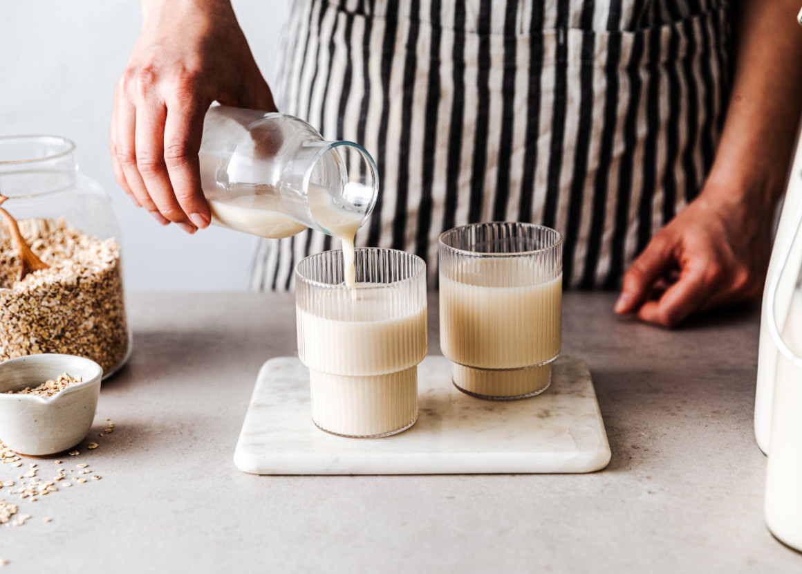 Milk being poured into glasses